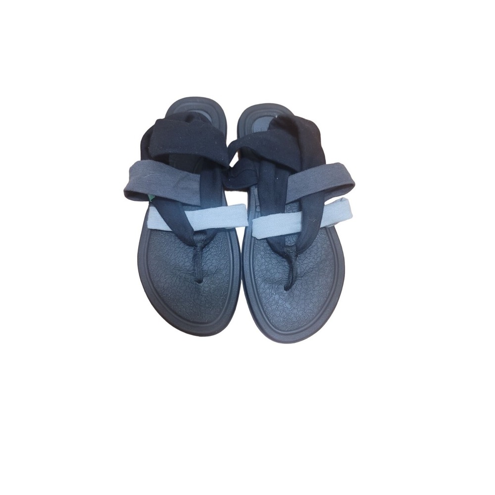 Sanuk Yoga Sling 2 Sandals Womens 8 Black Grey Fabric Thong Yoga Mat 1095405